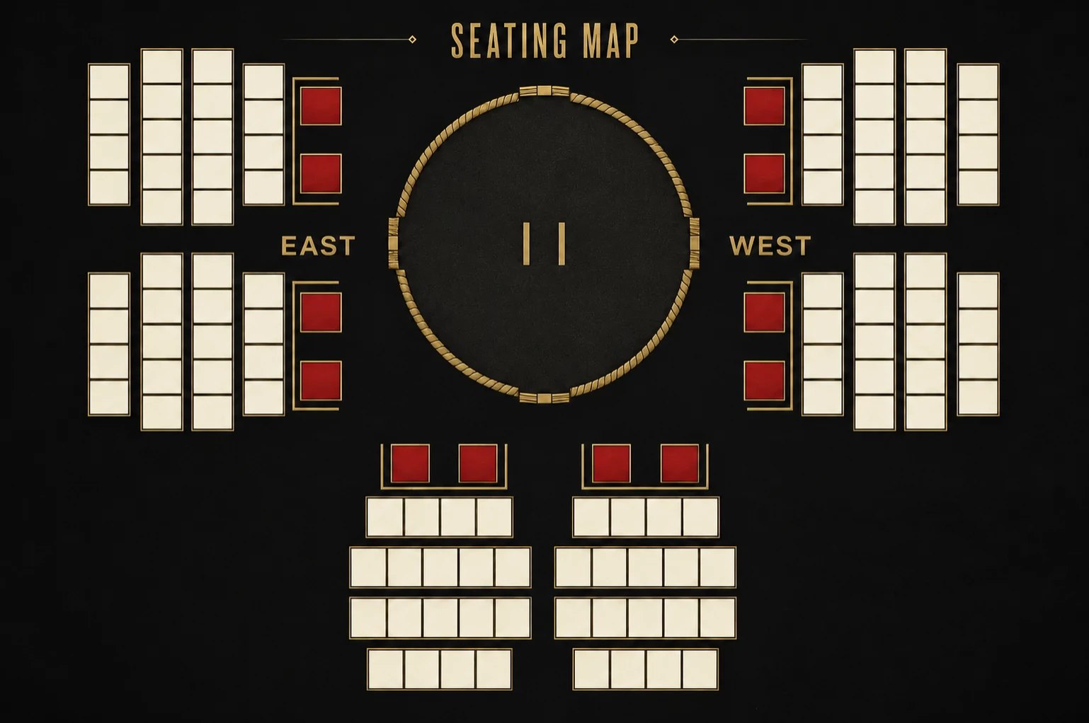 Tokyo Sumo Festival seating map showing seats around the central dohyo